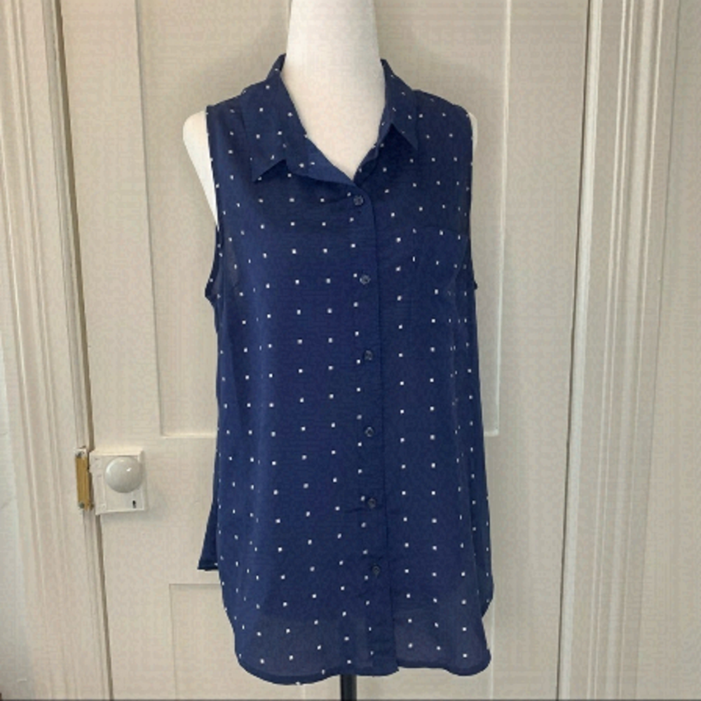 Navy Sleeveless Blouse